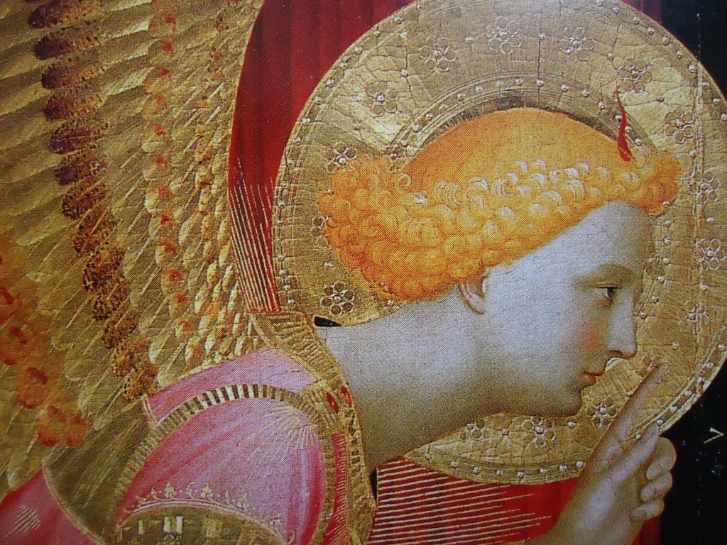 Annonciation (Fra Angelico, 1400-1455 ) - détail de l'Archange Gabriel vers 1432-1433, 175x180 cm, ©Cortona, Museo Diocesano.