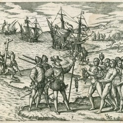 Voyage de Magellan 2 (Gravure (vers 1590) de Jean-Théodore de Bry. (Bibliothèque nationale de France, Paris.)