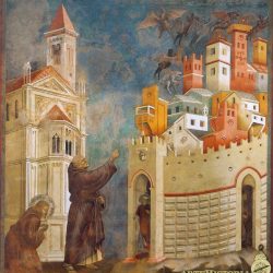 Giotto di Bondone (1266-1337) - L'expulsion des démons à Arezzo (1297-99), (fresque de l'église supérieure Saint François d'Assise).