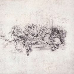 Léonard de Vinci (1452-1519) - Groupe de cavaliers dans "La bataille d'Anghiari", 1503-4, Bibliothèque Royale, Windsor
