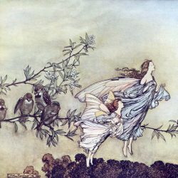 Arthur Rackham (1867-1939) - Les fées - Peter Pan dans les jardins de Kensington